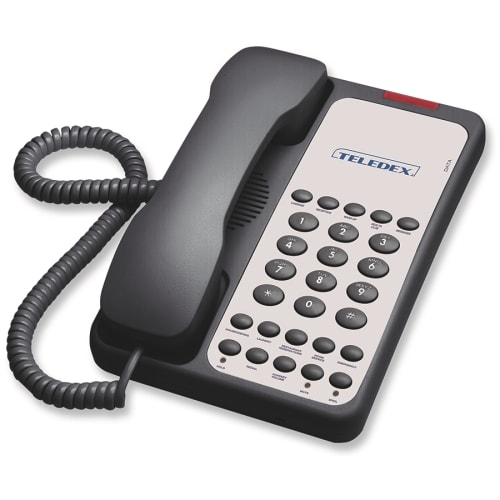 Teledex® Opal 1010S Single-Line Guestroom Telephone, Speaker, 10 Guest Service Keys, Black